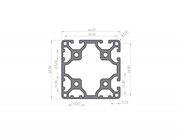 Aluminiumprofil 60x60 Nut 6 Leicht I-Typ 4N90